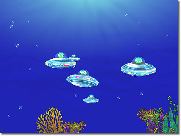A UFO ( Underwater Flying Object ) school glides over a coral bed.